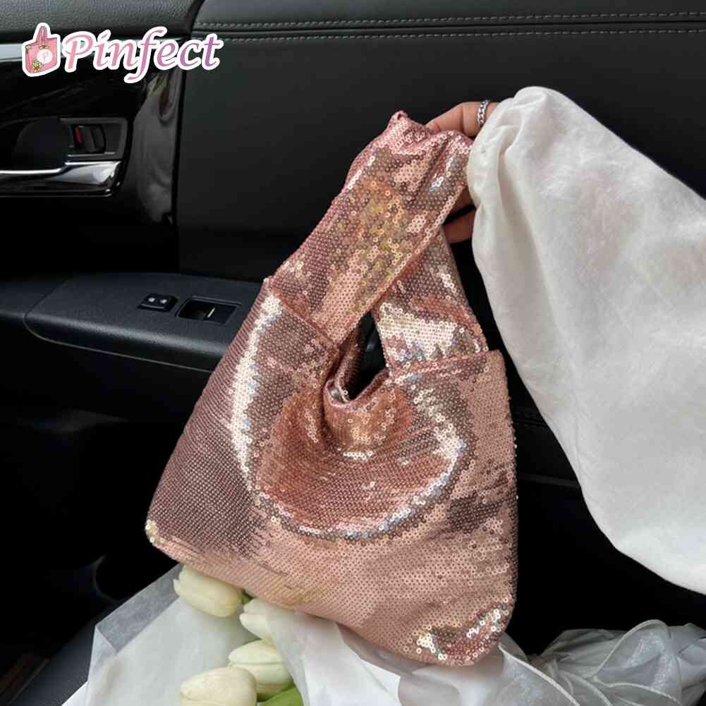 Pinfect túi xách đính kim sa lấp lánh sang trọng ví cầm tay nữ thời trang lấp lánh cho người mua sắm tiệc tối cho nữ túi tote ví lấp lánh