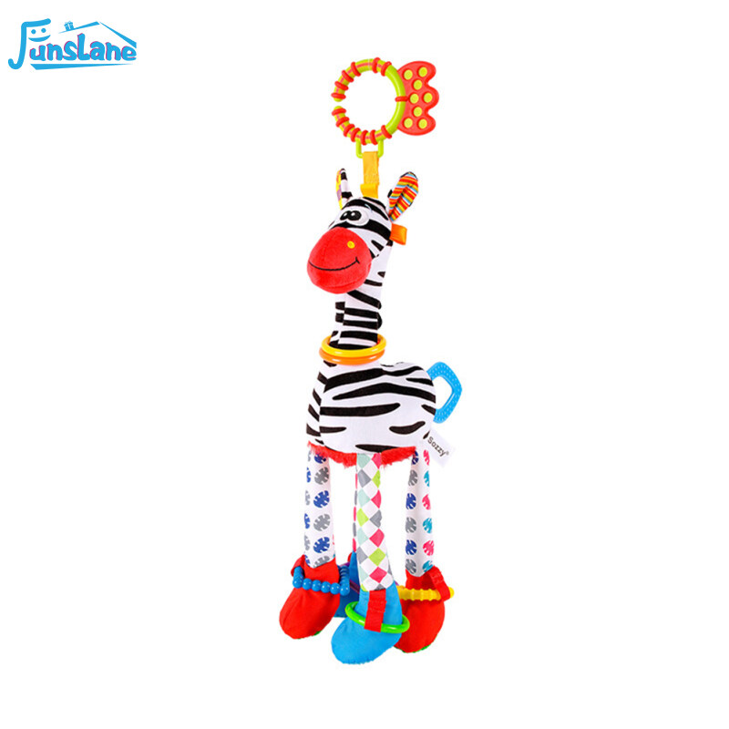 FunsLane Baby Rattle Plush Doll Toy Soft Stuffed Zebra Giraffe Cartoon