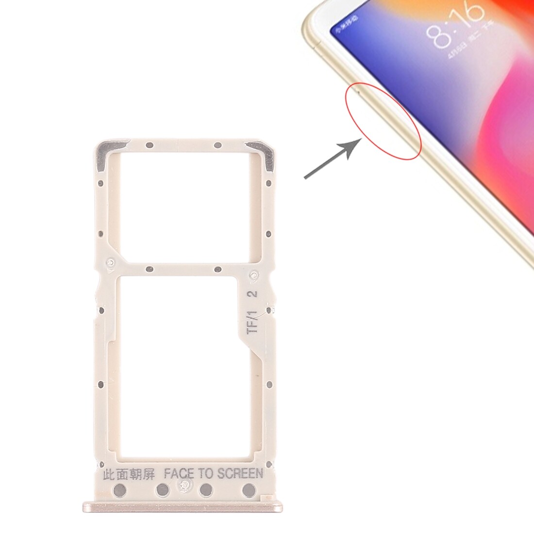Khay thẻ sim + khay thẻ sim/khay thẻ micro sd cho xiaomi redmi 6 / redmi 6a