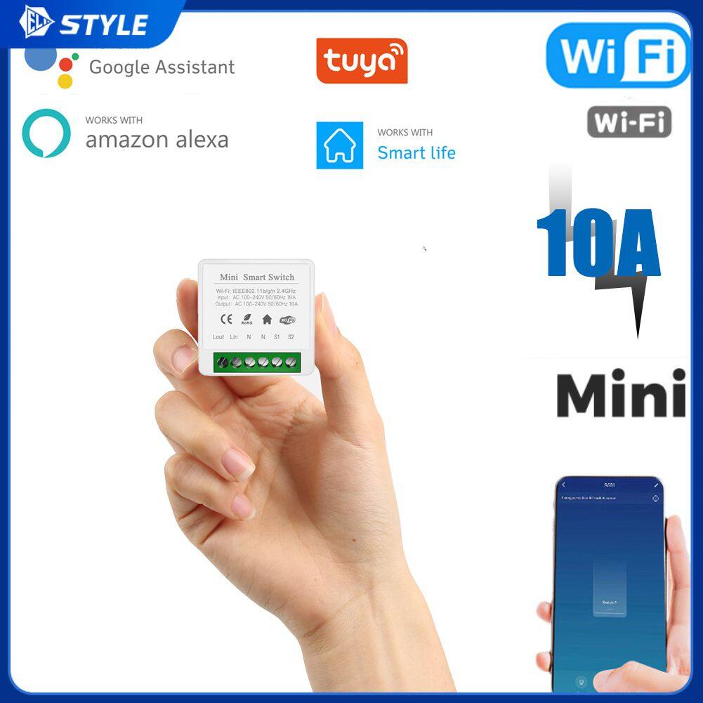 Công tắc tự làm wifi thông minh mini 10a kiểu el hỗ trợ điều khiển 2 chiều, mô-đun tự động hóa nhà thông minh, hoạt động với ứng dụng cuộc sống thông minh tại nhà alexa goo gle 0718