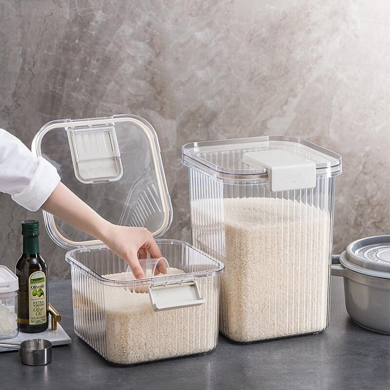 Hộp đựng thực phẩm trong suốt kín khí hộp đựng bột gạo chống ẩm hộp đựng thực phẩm số lượng lớn đựng thức ăn nhà bếp