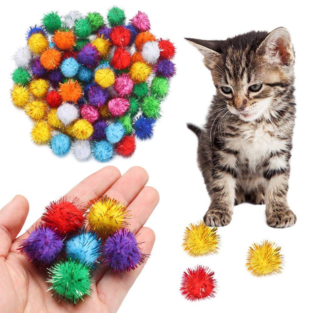 glitter pom pom cat toy