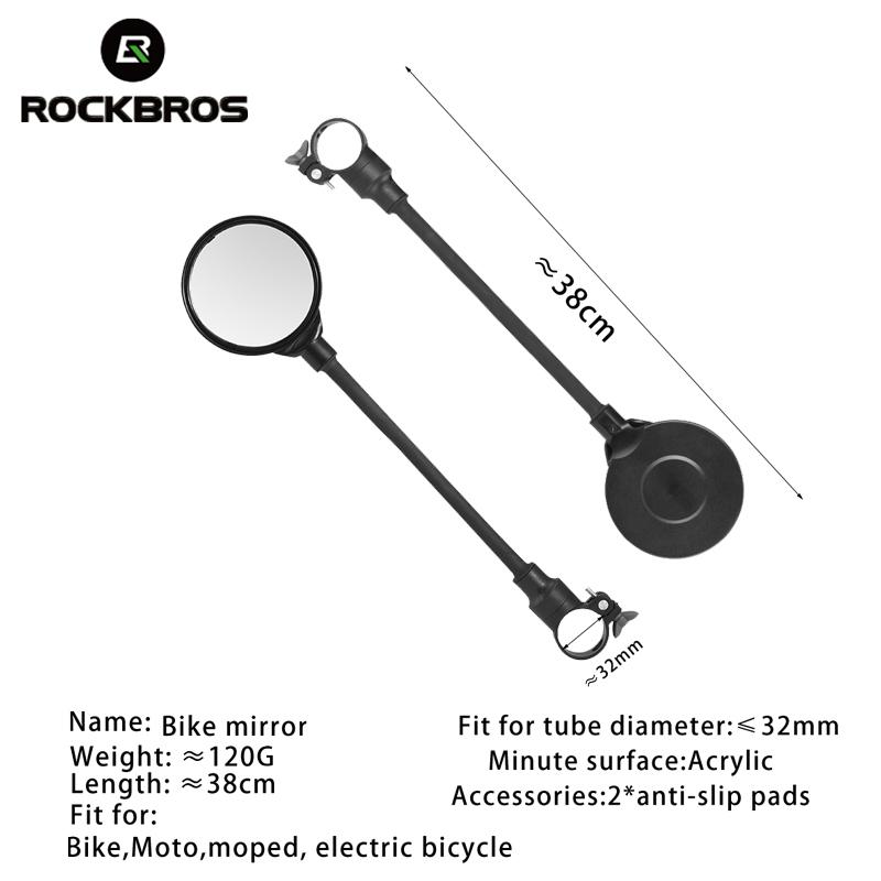 ROCKBROS Bike Mirror 360 ° Adjustable Minute HD Acrylic Motorcycle Electric Moped Rearview Mirror surface Bicycle Accessories ราคา 167 บาท*ส่งฟรี