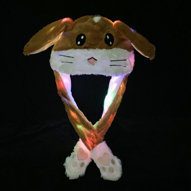 Mũ nhồi bông hoạt hình kawaii mũ tai thỏ dễ thương phát sáng mũ thỏ nhảy mũ thỏ di chuyển tai phát sáng vui nhộn quà tặng đồ chơi cho người lớn