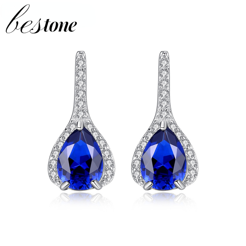 Bestone bông tai nổi bật bông tai bạc 925 bông tai sapphire mô phỏng