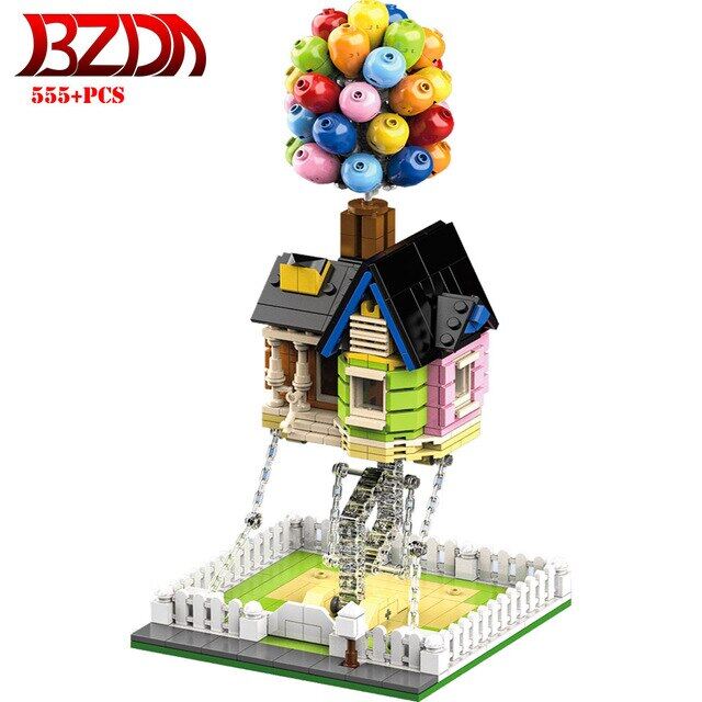 [Giác ngộ vui vẻ]BZDA Creative Balloon House Building Blocks Ngôi nhà bay Mô hình Gạch Khắc Cân Cơ quan Chống Trọng lực Trẻ em Đồ chơi Tự làm Quà tặng