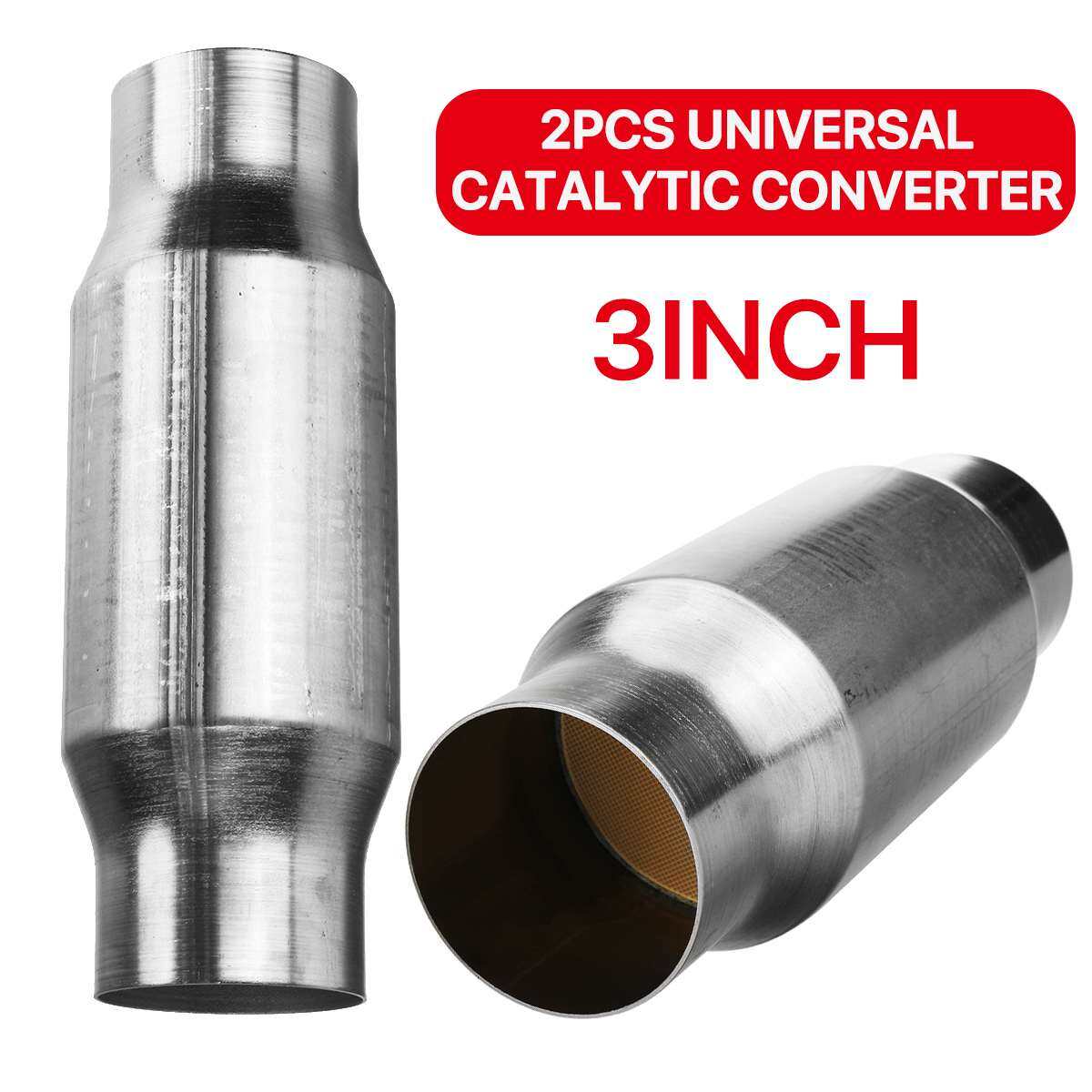 Bộ Chuyển Đổi Xúc Tác Xe Hơi Thông Dụng 3Inch 76Mm Bộ Giảm Thanh Bằng Thép Không Gỉ Hiệu Suất Dòng Chảy Cao