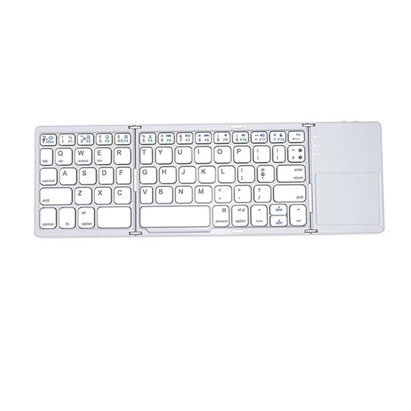 Bàn phím bluetooth với bàn di chuột, bàn phím không dây mini không dây gấp ba lần, bàn phím có thể gập lại tương thích với pc, máy tính xách tay, điện thoại thông minh