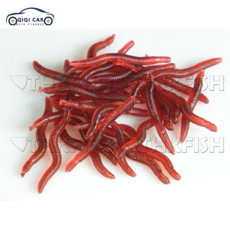 Qiqi 80 cái giun mềm giun đất màu đỏ mồi mồi câu cá