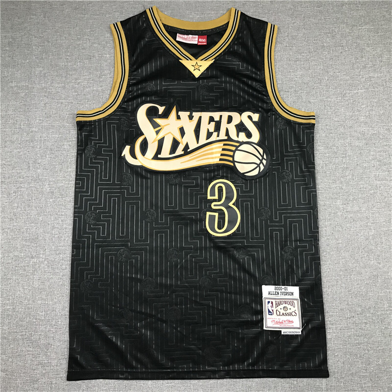 black and gold sixers jersey