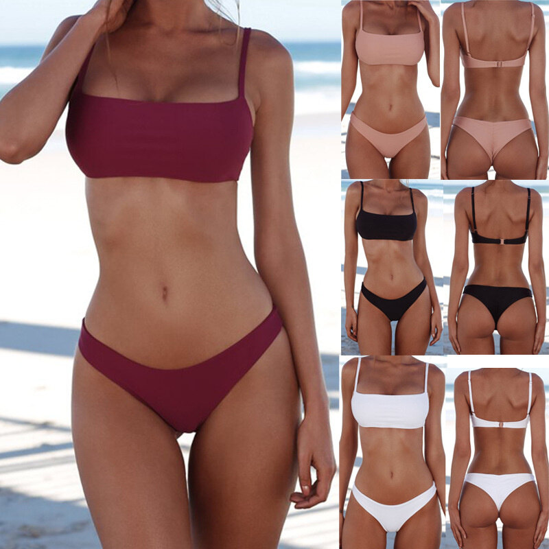 Đồ Bơi Bikini Màu Trơn Thời Trang Đồ Đi Biển Phía Dưới Áo Ngực Độn Nâng Ngực Quần Lót Áo Ngực Nữ Đồ Lót Đồ Tắm Đồ Mặc Đi Biển