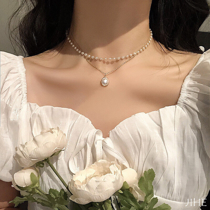 Dây Chuyền Đôi Ngọc Trai Dây Chuyền Xương Đòn Mặt Dây Chuyền Ngọc Trai Dây Chuyền Ngọc Trai Phụ Kiện Thời Trang Phong Cách Hàn Quốc