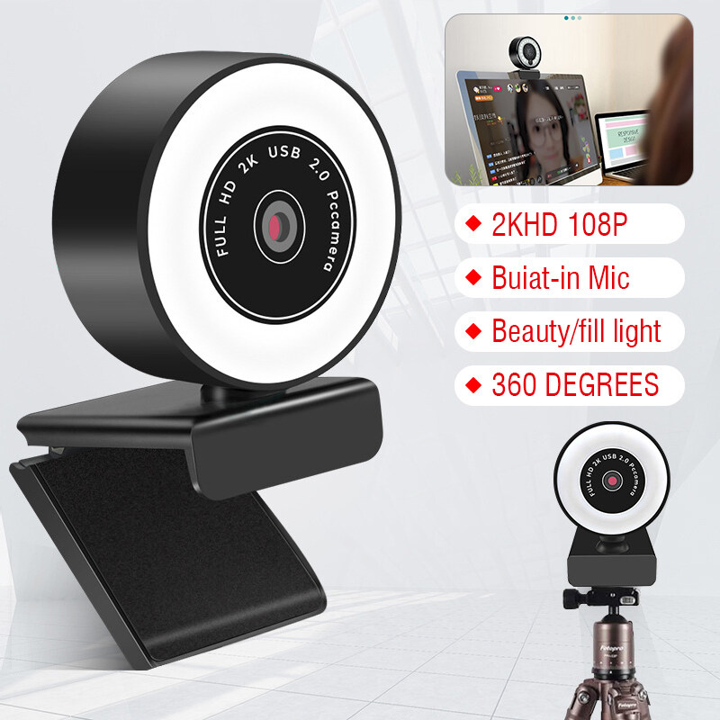 Unvug Webcam Full HD 1080P USB 2.0 Có Đèn Vòng & Micro Cho PC Máy Tính