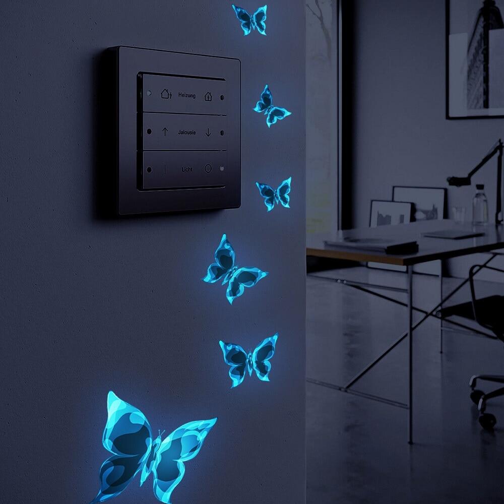 ZZOOI Blue Luminous Butterfly Wall Stickers for Kids Rooms Light Switch Panel Decals Home Decor Glow In The Dark Butterflies Stickers