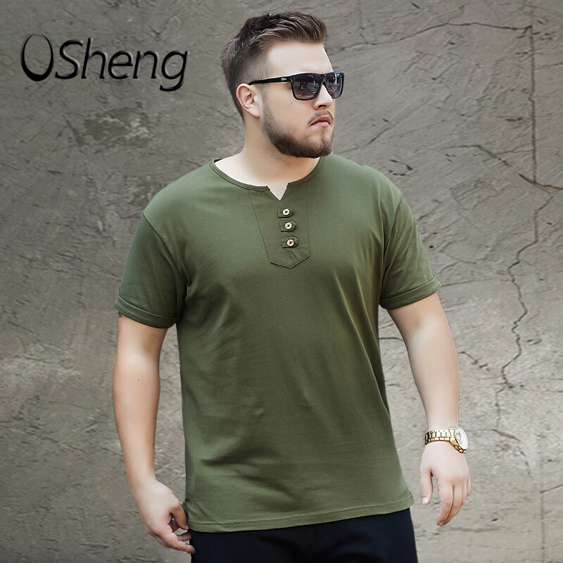 Áo Thun M-8XL VSheng Cỡ Lớn Dành Cho Nam Áo Polo Co Giãn Cổ Tròn Áo Tay Ngắn Ngoại Cỡ