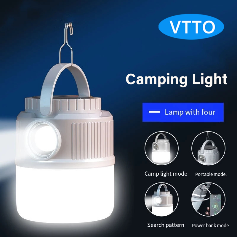 Vtto đèn cắm trại năng lượng mặt trời 400w đèn led chợ đêm sạc usb đèn lều đèn khẩn cấp