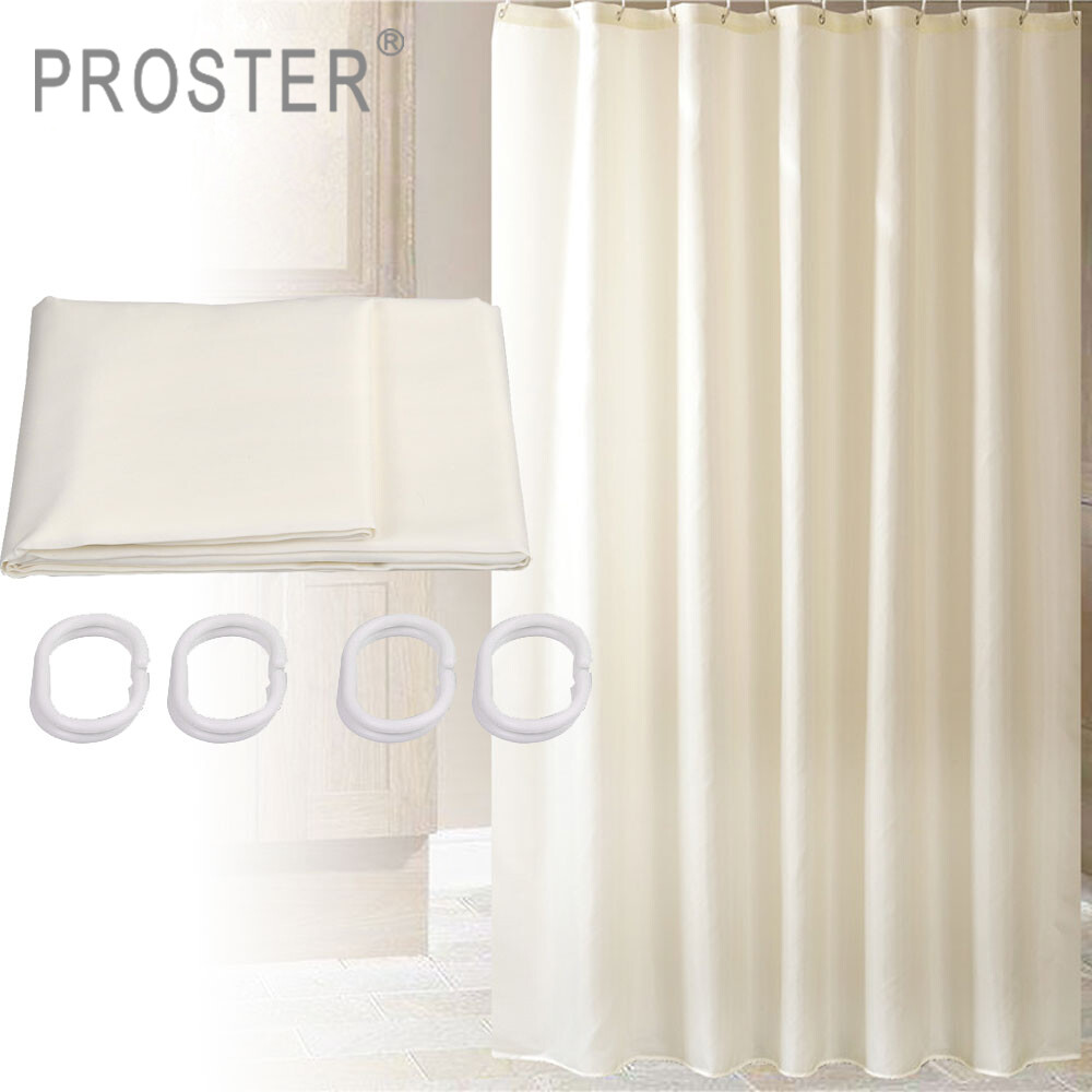 Proster vải siêu dài 180x200 cm rèm tắm polyester, không thấm nước có móc, rèm tắm có thể giặt rèm phòng tắm