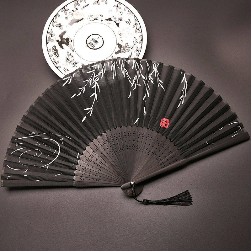 Fan quạt gấp phong cách trung quốc múa quạt nữ gấp mùa hè quạt gấp trang phục cổ xưa phong cách nhật bản a little vải cổ điển cổ điển ancientry quạt gấp