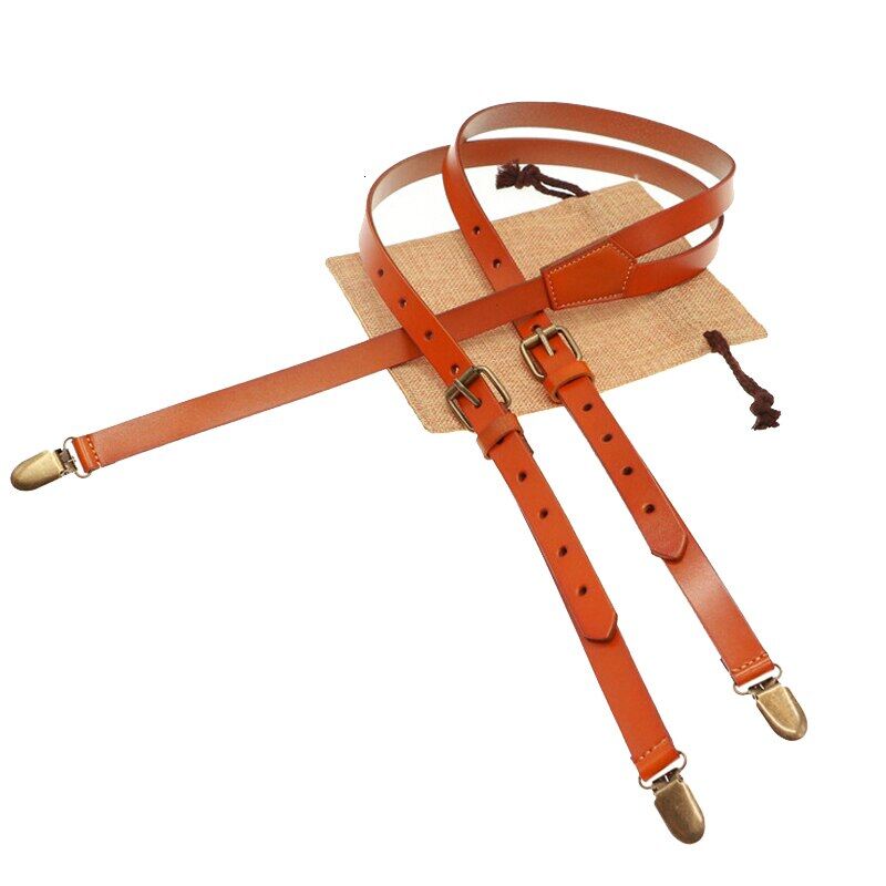 Dây đeo da nâu da bò cổ điển thật 1.7cm phụ nữ nam dây đeo quần dây đai có thể điều chỉnh khóa bằng đồng niềng răng chú rể Túi quà hình chữ Y