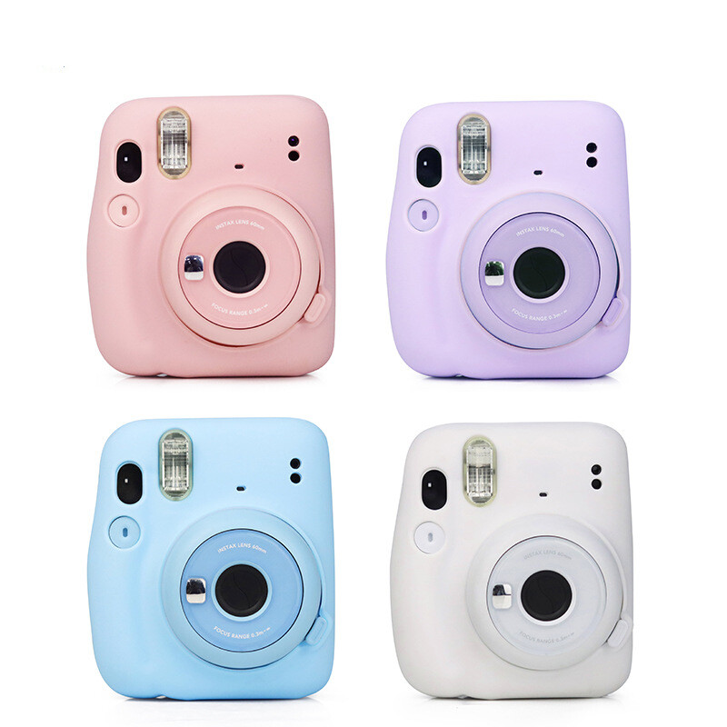 Giảm giá mạnh cho máy ảnh fuji fujifilm instax mini 11 mini ốp silicon mềm màu trơn ốp máy ảnh tức thì cổ điển bao da