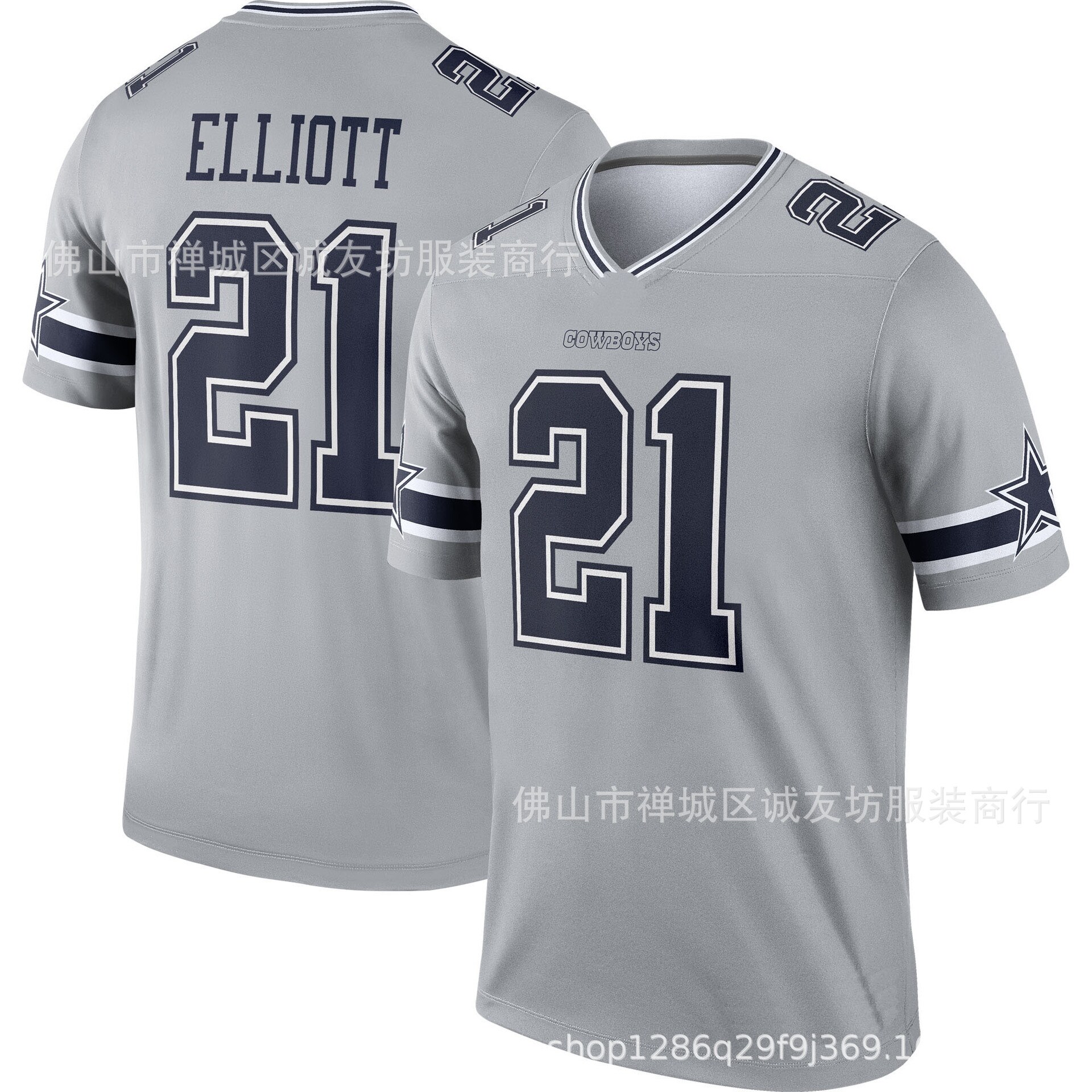 NFL football jersey denim 21 gray Ezekiel Elliott Jersey one