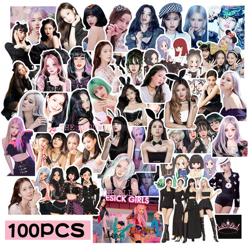 Bộ album gồm 100 miếng dán hình nhóm nhạc Kpop Blackpink dùng để trang trí máy tính xách tay, hành lý và ván trượt Wi66 - INTL