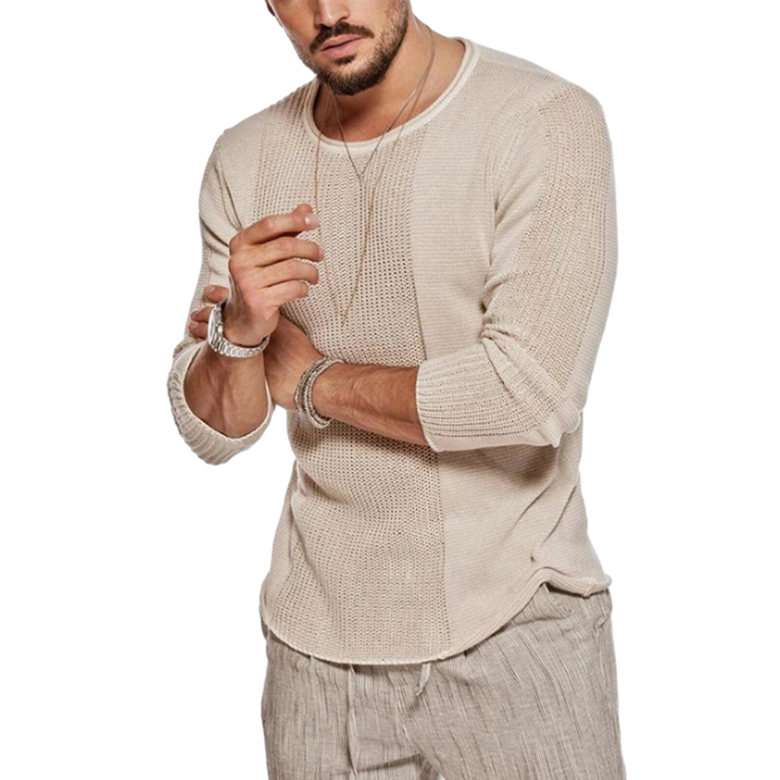 Men's Sweater Round Neck Knitted Pullover For Autumn And Winter_voghion.com