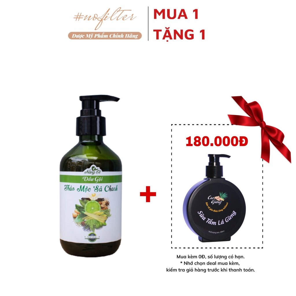 [HCM]MUA 1 TẶNG 1- mua Dầu Gội Thảo Mộc Sả Chanh Nàng Ơi tặng Sữa Tắm Lá Gừng