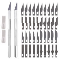 Dao Mổ Cán Kim Loại 2 Chiếc + Dụng Cụ Lưỡi Dao 40 Chiếc Gỗ Giấy Cutter Thủ Công Pen Cutter Khắc Công Cụ Dụng Cụ Cầm Tay Sửa Chữa Tự Làm