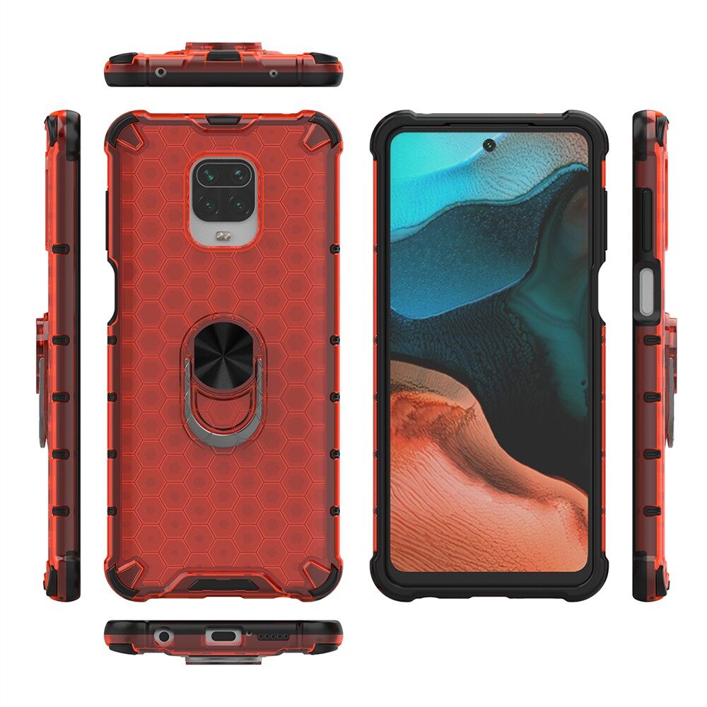 เคสโทรศัพท์สำหรับXiaomi Redmi Note 9 Pro / Note 9 PRO MAX/Note 9Sกรณีรังผึ้งกันกระแทกกับผู้ถือแหวนที่ปิดหลังโทรศัพท์มือถือเปลือก