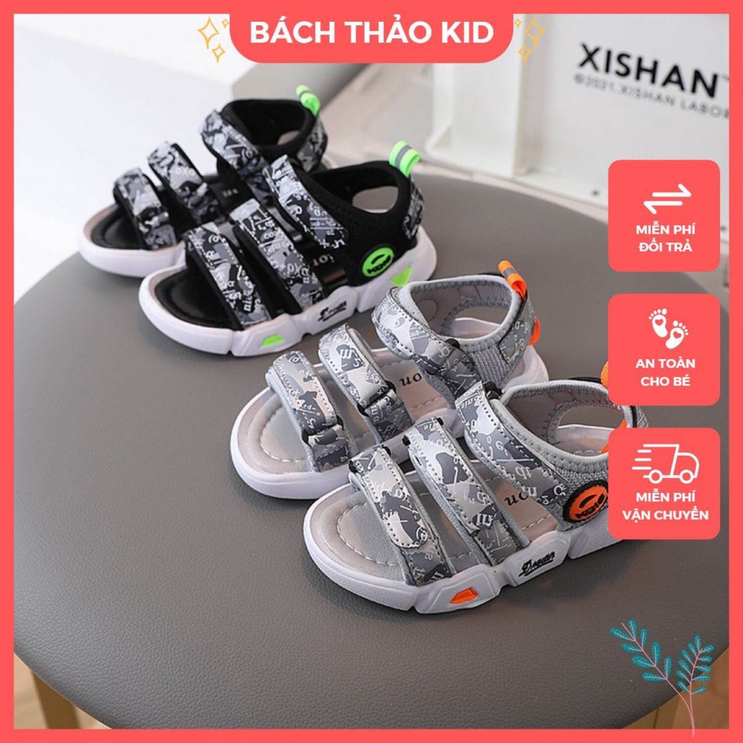 Dép sandal cho bé trai - Sandal bé trai siêu nhẹ chống trơn trượt phối 3 quai cực chất phong cách thể thao 025