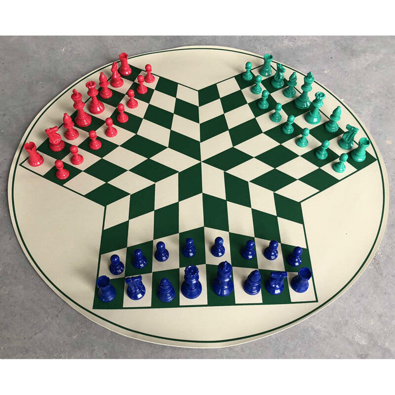 Bộ cờ vua Ba người chơi 65cm Bàn Cờ Vua Bàn cờ vua PVC Vua cao 77mm quân