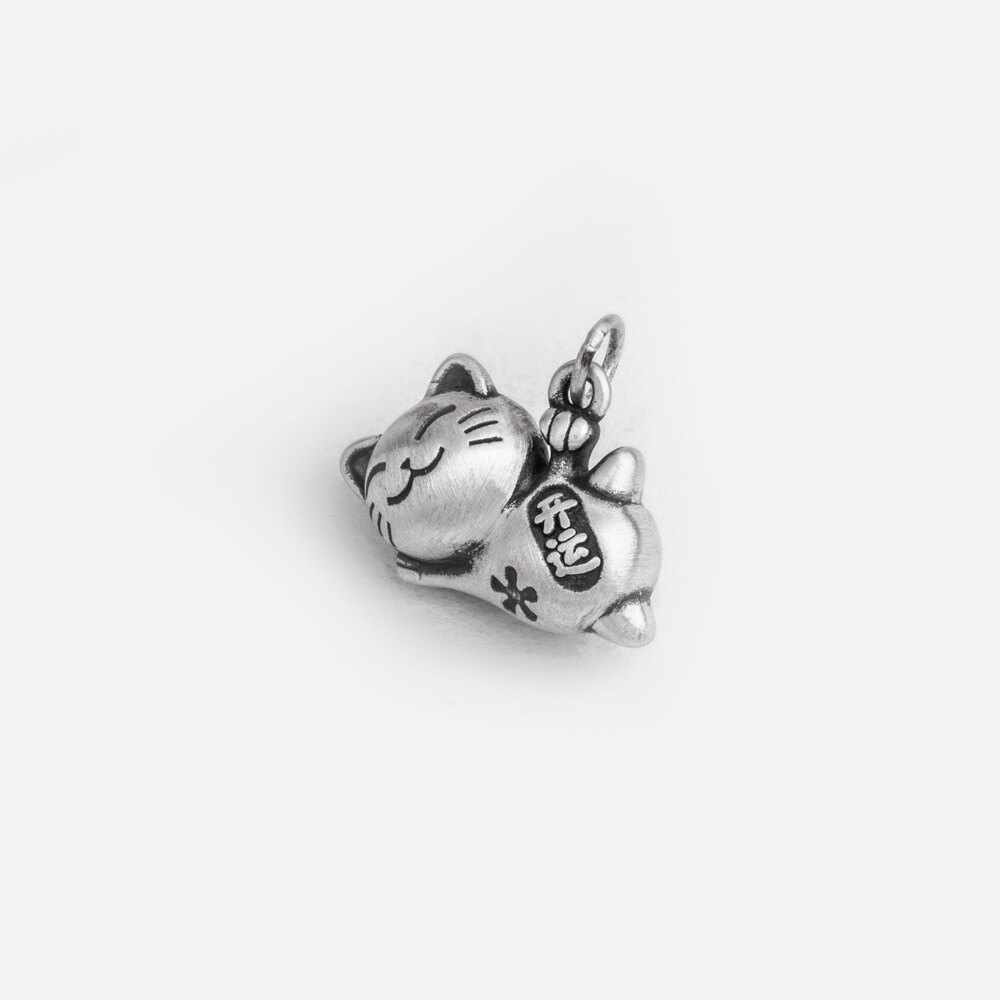 Charm bạc 925-bé mèo thần tài may mắn-kat jewelry