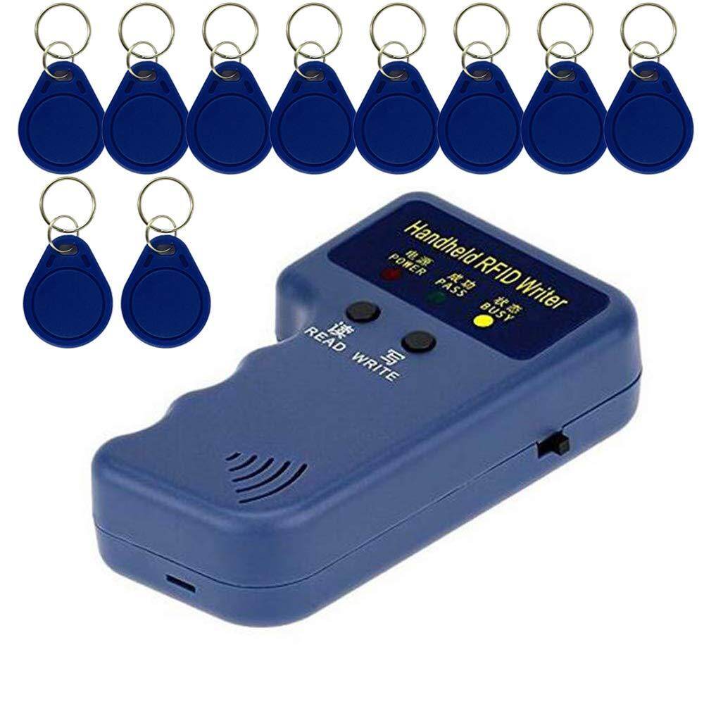 Máy đọc thẻ rfid, máy sao chép rfid cầm tay máy sao chép thẻ rfid 125khz để kiểm soát ra vào với 1 đầu đọc rfid writer + 10 cái thẻ fob em4305 có thể ghi