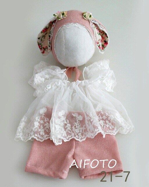 ทารกแรกเกิดการถ่ายภาพ Props ทารกชุดหมวกกระต่าย Bonnets ชุดเสื้อผ้า Bebes Fotografia อุปกรณ์เสริมสตูดิโอถ่ายภาพของตกแต่งภาพ