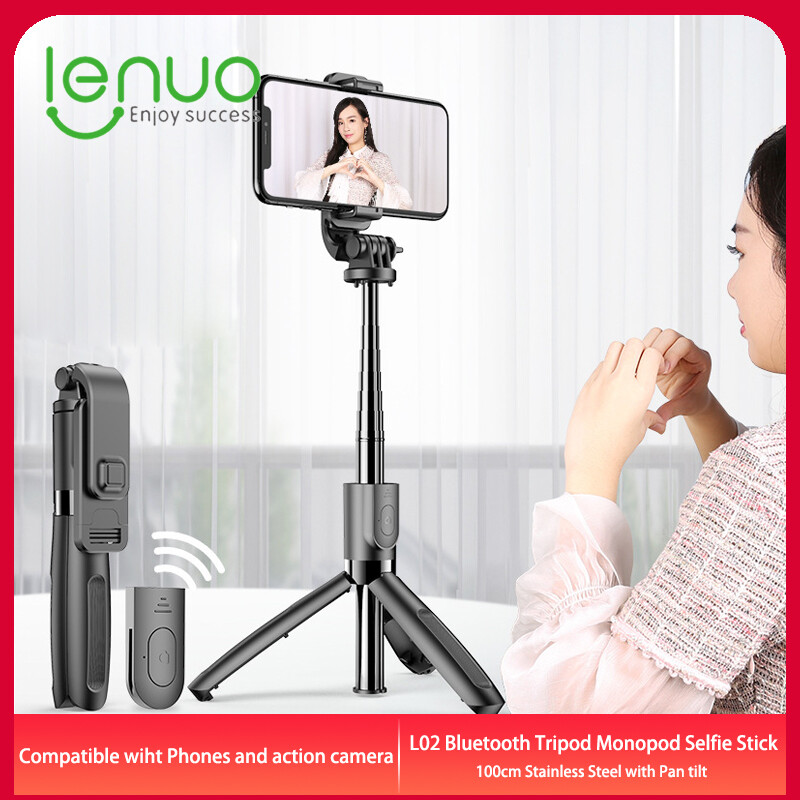 LENUO Gậy Chụp Ảnh Tự Sướng Chân Máy Đơn Bluetooth Không Gỉ L02 100Cm Kèm Điều Khiển Từ Xa Cho Apple iPhone 11 12 Pro Max Realme 7 Pro Vivo V19 V20 Pro OPPO Reno 3 4 Pro OnePlus 8 8T 9 Pro Samsung note 20 Ultra A12 A32 A42 A52