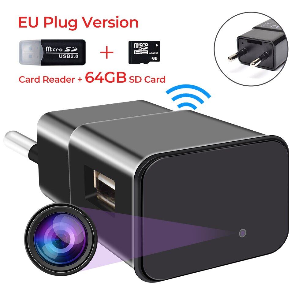 mini wifi 1080p hidden spy camera wall charger