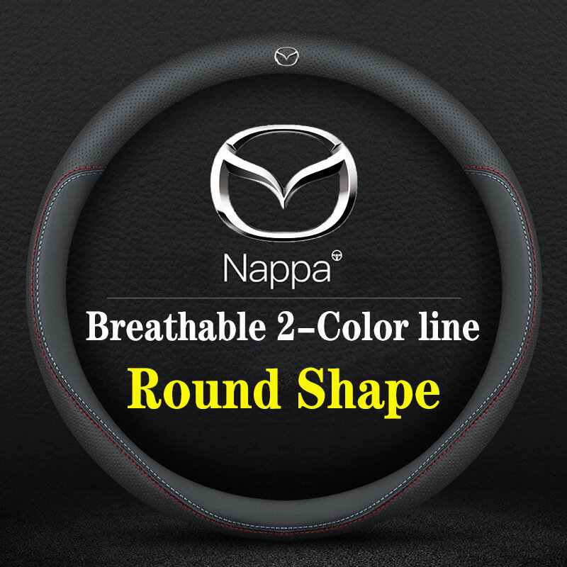 【New Listing】For Mazda 2 3 5 6 8 Atenza AXELA BT50 CX5 CX7 CX3 CX9 CX30 Nappa Leather Carbon Fiber Steering Wheel Cover Ultra-Thin And Breathable Car Accessories ราคา 386 บาท*ส่งฟรี