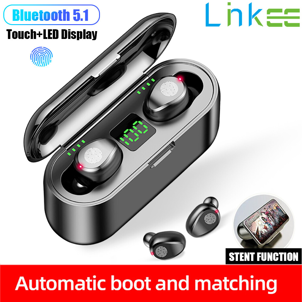 F9 Wireless Bluetooth Earphone IPX7 Waterproof Wireless Earbuds LED Display with Microphone with 2000mAh Power ราคา 126 บาท*ส่งฟรี