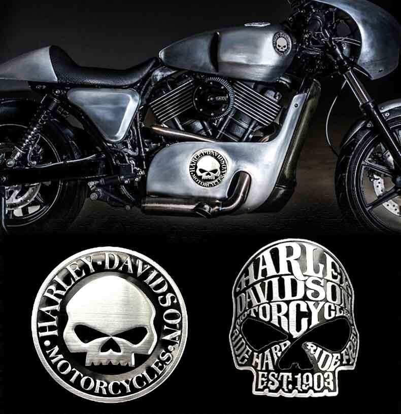2 Miếng Dán Huy Hiệu Harley Wings Nhôm Miếng Dán Xe Máy Phong Cách Retro Màu Vàng Bạc, Logo Harley