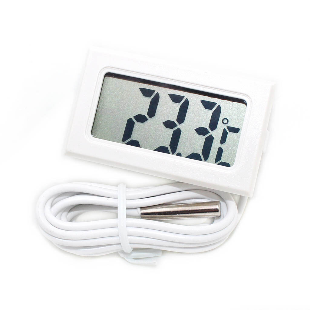 -50 to 110 Digital Thermo meter Mini LCD Display Meter Fridges Freezers Coolers Aquarium Chillers Mini 1M Probe Instrument White Color