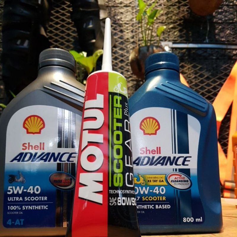 Nhớt xe ga shell ax7 10w40, nhớt xe tay ga shell ultra 5w40 đẳng cấp giá tốt khi mua cùng nhớt hộp số motul