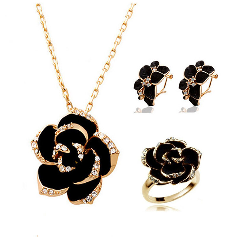 Women's Wedding Jewelry Three Piece Jewelry Bridal Jewelry Sets Fashion Jewellery Rose Jewelry Rose Gold Bridal Jewelry