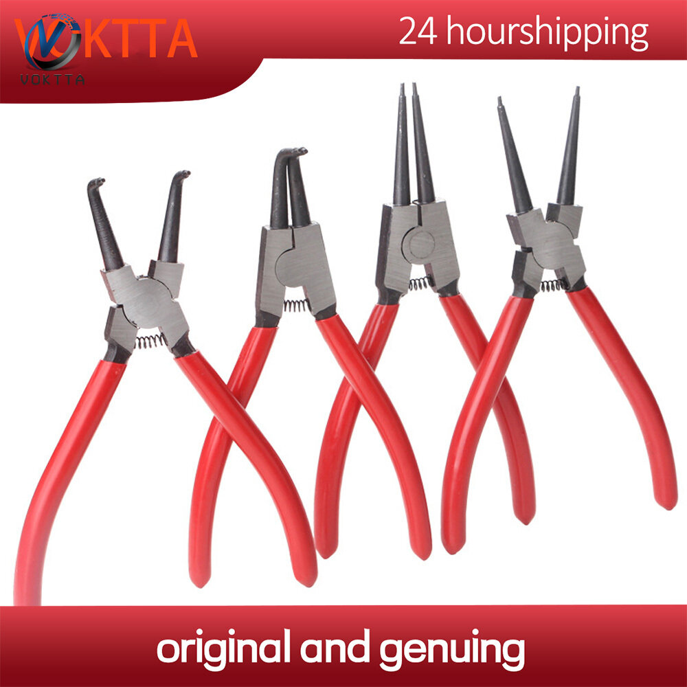 Voktta Snap Ring Pliers chịu lực cao 7-inch bên trong bên ngoài Kềm mở phe tip thẳng cong hàm cho dụng cụ tháo vòng đệm giữ lại