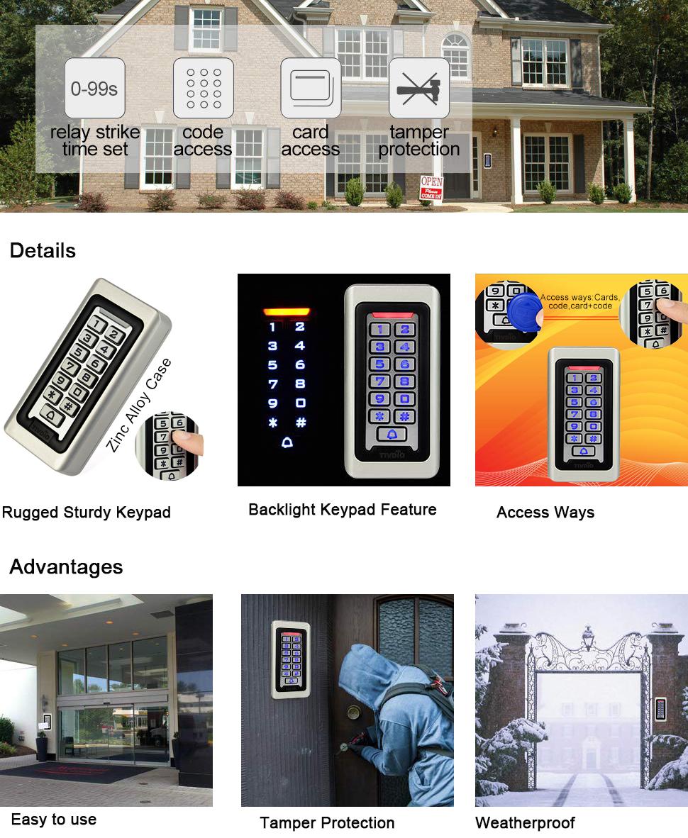 Weatherproof Keypad 2000 Users Retekess T-AC03 Standalone Access ...