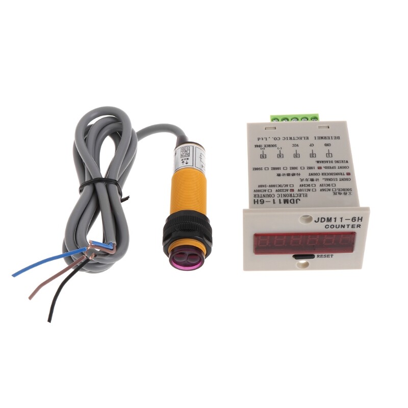 ✪【 Fine5-Store 】 【available】 6 đèn LED hiển thị số 1 999999 truy cập có thể điều chỉnh NPN cảm biến quang điện chuyển đổi