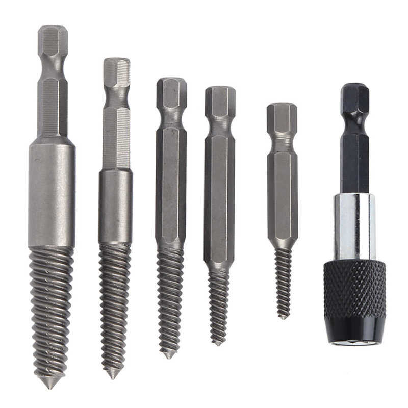 6 Pcs Headless Screw Extractor Set Woodwork Hex Shank Fine Teeth Stripped Remover Tool Screw Accessories