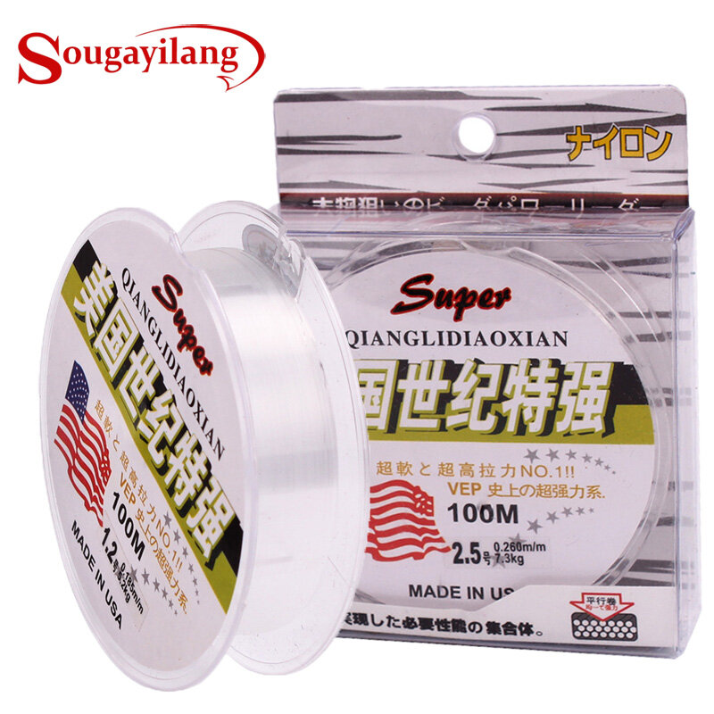 Siêu mạnh 100% nylon trong suốt fluorocarbon 100m cá chép dây câu cá giải quyết ngoài trời