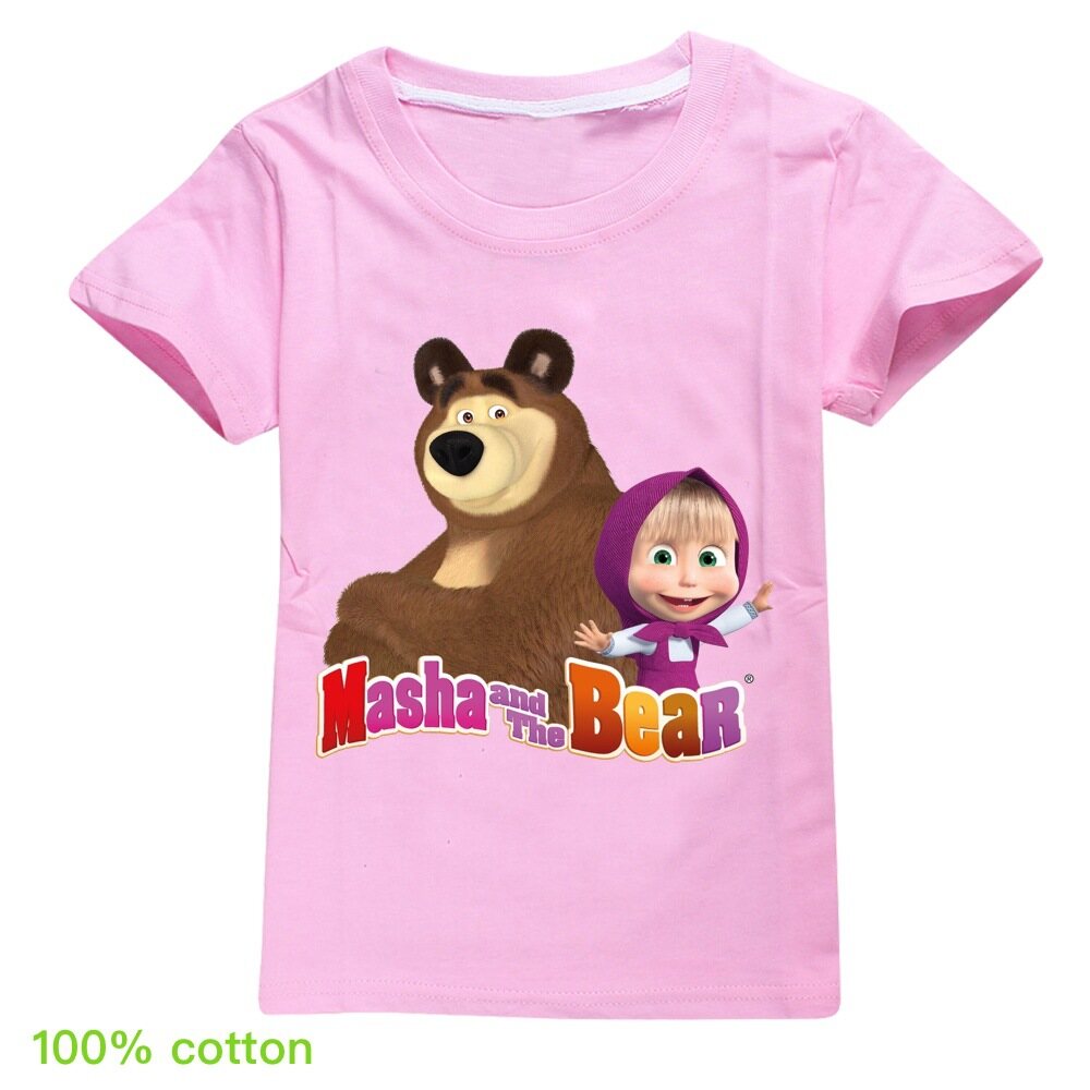Martha And The Bear Mùa Hè Tay Lửng Áo Thun Trẻ Em Áo Thun Mặc Trong Cho Bé Trai Bé Trai Bé Gái Vải Cotton Chải Kỹ Hoạt Hình 0000