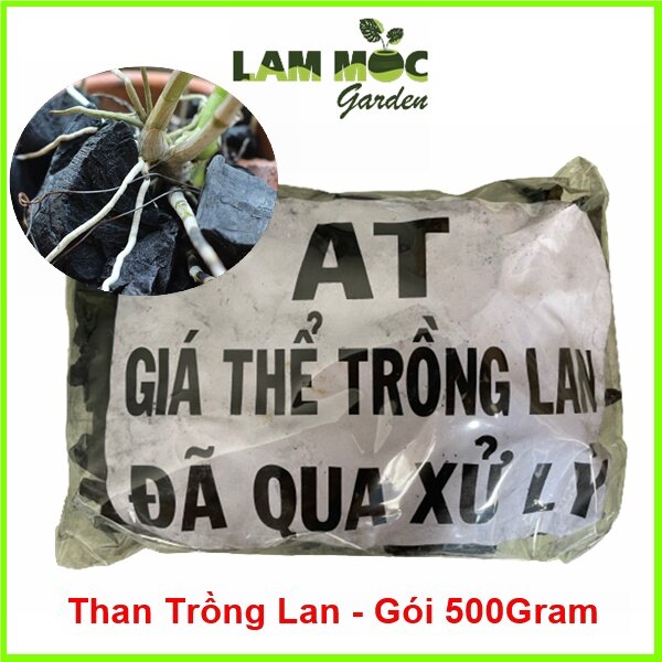 Giá thể trồng lan - than đã xử lý - gói 500 gram